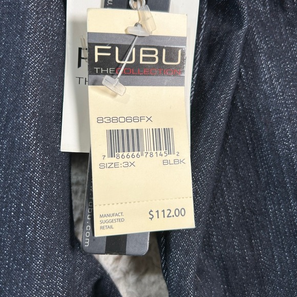 FUBU The Collection Denim Trench Coat Double Breasted Belted Dark Wash 3X New - Picture 3 of 10